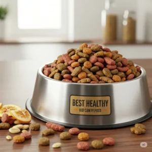 Bowl of best healthy bully breed dog food for strong and active dogs