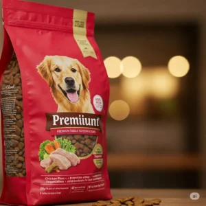 Bag of specialized dog food formulated for bully breed dogs