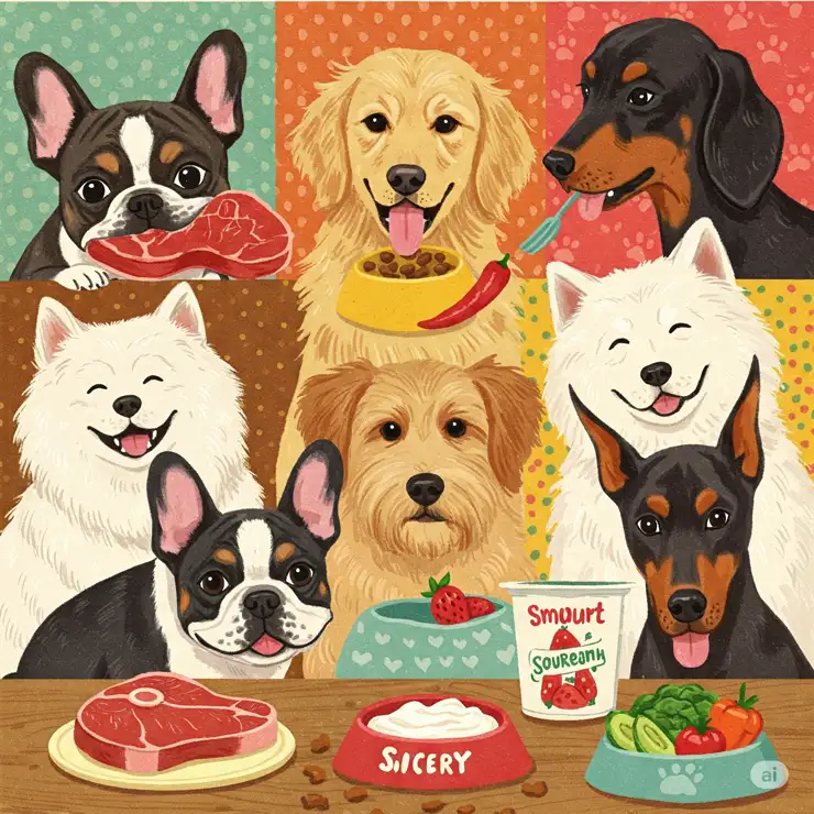 Illustration emphasizing wholesome dog food promoting healthy digestion in dogs.