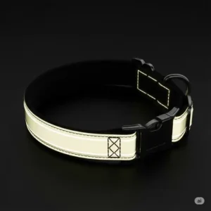 An illustration of a wide, thick nylon dog collar in a vibrant color, offering strength and visibility for daily walks.