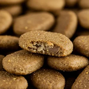 Soft whitefish dog treats with a visible moist center, ideal for training rewards or light snacking.