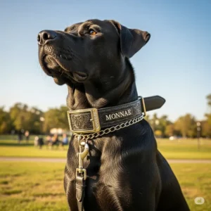  Stylish custom-engraved big dog collar with a durable nameplate, perfect for personalizing your large dog's accessory.
