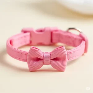 A set showing a matching pink dog collar and leash, highlighting coordinating pet accessories.