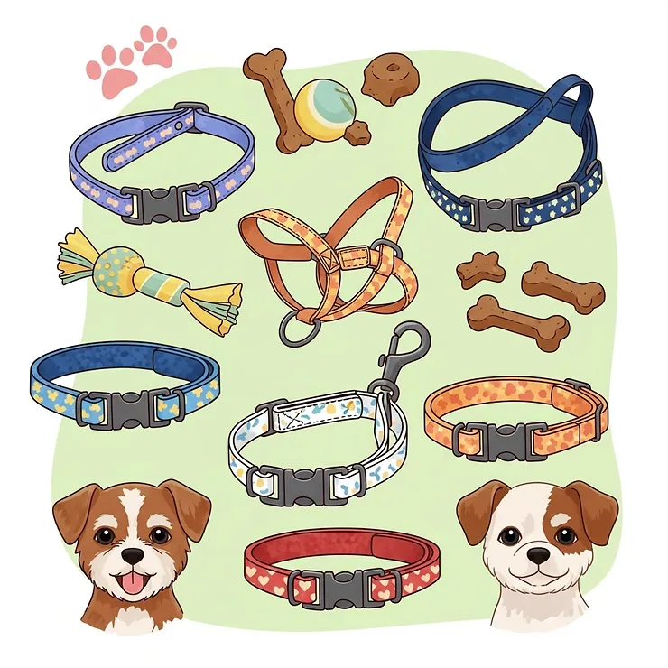 Diagram illustrating different buckle types suitable for dog collars for small dogs, including quick-release and traditional buckles, emphasizing safety and ease of use.