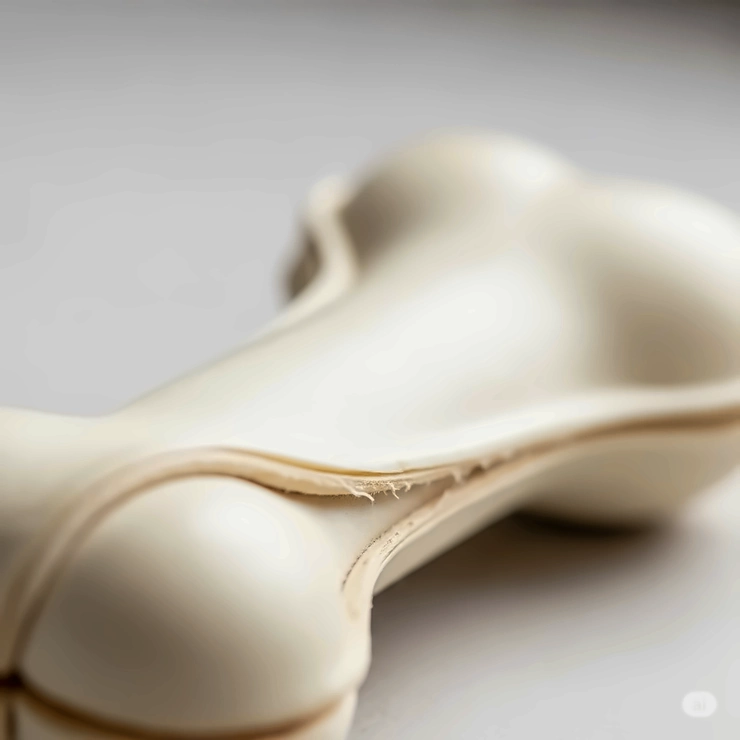 A close-up view of a classic white rawhide dog bone toy, perfect for moderate chewers.