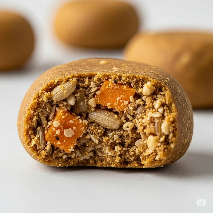 Close-up of a textured, natural low-fat dog treat, highlighting its suitable ingredients for dogs with pancreatitis.