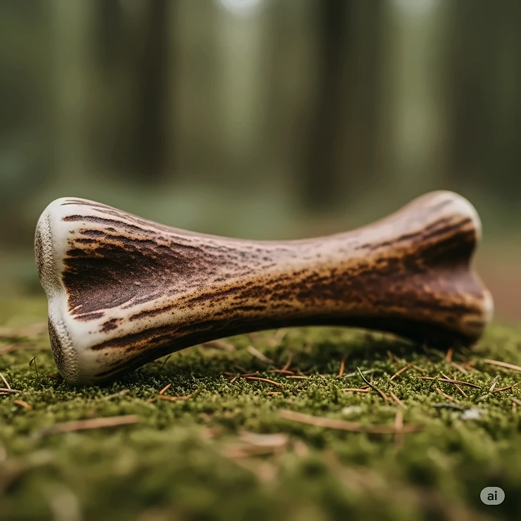 A natural, long-lasting antler dog bone toy, an excellent alternative for strong chewers.
