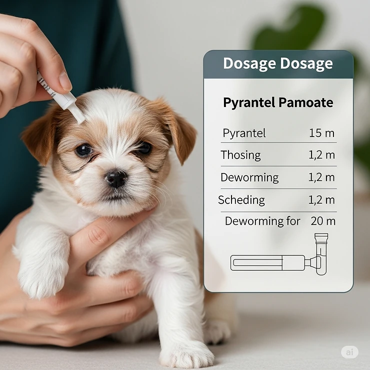 A small puppy receiving pyrantel pamoate, highlighting the importance of accurate dosage for young dogs and their deworming schedule. dosage pyrantel pamoate dogs