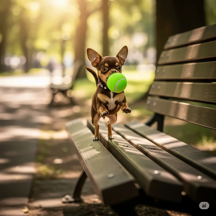An adorable terrier mix excitedly playing fetch with a durable mini tennis ball, one of the best small dog toys for active pups.